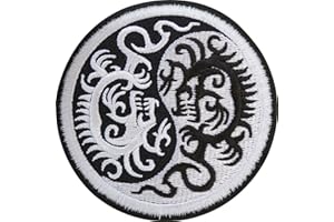 ELLU Yin and Yang Chinese Dragon Embroidered Iron/Sew On Patch T Shirt Jacket Badge