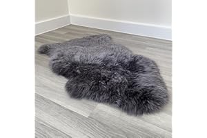 SHEEPSKIN WORLD Arthur Cameron - Genuine Double-Fleece Sheepskin Rug with a Natural Suede Backing - Non-Allergenic, Extra Thick & Dense Wool with a Soft, Fluffy Texture