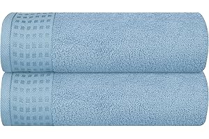 GLAMBURG Baumwolle 2er-Pack Oversized Badetuch-Set 70 x 140 cm, große Badetücher, Ultra saugfähig, kompakt, Umweltfreundlich und 100% recycelbar, schnell trocknend und leicht, himmelblau