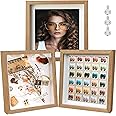 8x8 Square 3D Deep Box Picture Frame(3 Pack, Deep wood grain)Cadre Photo Frames Made of Solid Wood and Real Glass Display Pictures 6.2x6.2 with Mat or 8x8 Without Mat Deeps 0.6in for Wall Or Tabletop