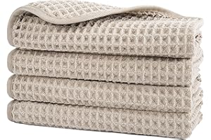 Polyte - Toalla para la Cara de Microfibra superabsorbente antipelusa - Punto gofrado - 33 x 33 cm - Pack de 4