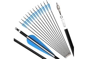 MILAEM 30 Inch Aluminum Arrows 300 Spine Hunting Arrows with 120grain Replacement Broadheads for Compound Recurve Bow
