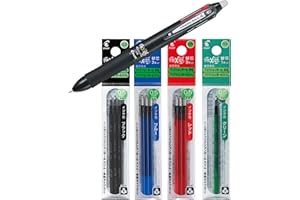 Pilot FriXion Ball 2268001 Stylo roller 4 couleurs 0,5 mm Noir (stylo + mines de rechange)