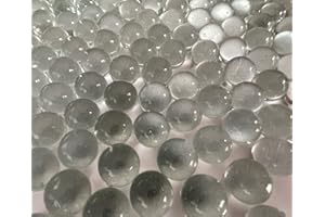 FAIRY TAIL & GLITZER FEE 190 canicas de cristal transparente de 16 mm, piedras de cristal de 100 canicas para rellenar jarrones, transparentes, piedras brillantes decorativas, juego de canicas, 100