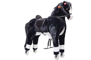 Pink Papaya Paco Cheval d'équitation sur roulettes XXL 90 cm Cheval à bascule pouvant supporter jusqu'à 80 kg