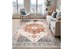 BEIMO Waschbarer Teppich Wohnzimmer Vintage, Boho Teppich Schlafzimmer Groß Orientalisch rutschfest für Badezimmer Esszimmer, Terrakotta, 160x230cm