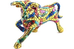 Art Escudellers - Statuette decorative in mosaico, edizione limitata, in resina, dipinta a mano, con tecnologia moderna TRENCADIS, stile Gaudí 13 cm - 16 cm TORO