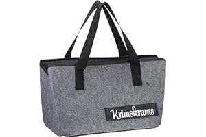 CREOFANT Filztasche mit lustigen Sprüchen für Kaminholz Einkaufstasche Zeitungskorb Shopper aus Filz faltbar Kaminholztasche Filzkorb (Krims Krams)