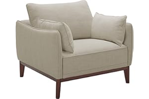 Marca Amazon - Stone & Beam Hillman - Sillón para sala de estar mediados de siglo, base y patas de madera, 99 cm de ancho, blanco marfil