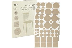 Almohadillas de Fieltro Autoadhesivo Beige: Juego de 111x Almohadillas Redondas en 5 tamaños - Protectores de Suelo para mesas, sillas y Muebles - Protector de Suelo de Fieltro Adhesivo de LIVAIA