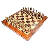 Sponsored Ad - Collectible Wooden Folding Chess Game Board Set with Brass Staunton Figure Pieces (14 X 14 Inch)