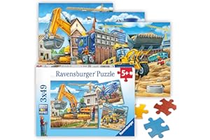 Ravensburger Kinderpuzzle - 09226 Große Baufahrzeuge - Puzzle für Kinder ab 5 Jahren, mit 3x49 Teilen