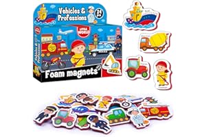 Little World Grand Lot de 24 aimants de réfrigérateur en Mousse pour Enfants de 1 an – Aimants d'apprentissage pour bébé – Aimants de réfrigérateur pour Tout-Petits – Aimants de réfrigérateur pour