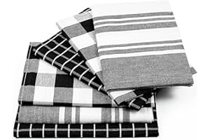 RZK Designs Tea Towels | Pack of 6, 70 x 45 cm | 100% Cotton Kitchen Towels |Super Absorbent, Soft & Durable Tea Towels for Kitchen with Hanging Loop | Quick Drying Dish Towels (Black)