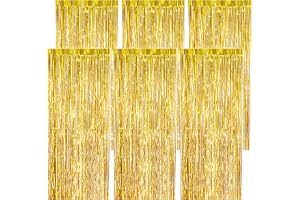KICNIC 6 stycken glittergardiner guld glitter, 1 m x 2,5 m glittergardin