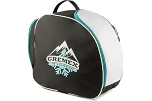 GREMEX Torba na buty narciarskie z miejscem na kask - Wodoodporna torba na buty narciarskie z przegrodą na kask - Torba na buty narciarskie i kask - Plecak na buty narciarskie z przegrodą na kask