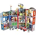 KidKraft Jouet enfant en bois Everyday Heroes, incluant camion de pompier, voiture de police, hélicoptère, pompier et chien f