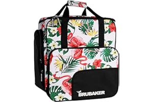BRUBAKER CarverSpotlight Ski Boot Bag Helmet Bag Backpack with Shoe Compartment - Flamingos
