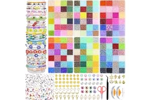 MILAI 144 Couleurs 36000pcs 3mm Perles de Rocaille, Perles pour Bijoux, Perles pour Bracelet pour Collier Boucles d'Oreilles la Décoration de Bricolage avec Perle Lettre