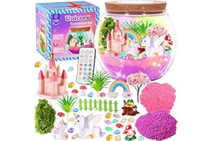 Gifmore Unicorn Terrarium Kit for Kids with LED Night Light & Remote Control, Unicorn Toys & Arts and Crafts for Girls Ages 4-12, Creative Birthday Christmas Gifts for Kids