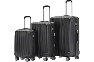 BEIBYE TSA-Schloß 2080 Hangepäck Zwillingsrollen neu Reisekoffer Koffer Trolley Hartschale Set-XL-L-M(Boardcase) (Schwarz, Set)