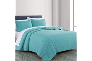 Chezmoi Collection Austin 3-Piece Oversized Bedspread Coverlet Set (Queen, Turchese)