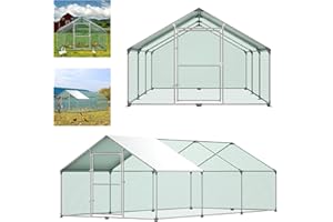 Aufun Gallinero XL Valla Exterior con Cerradura Acero Galvanizado para Animales Pequeños Valla Exterior Gallinero para Mascotas al Aire Libre Jaula de Pájaros 3x6x2m