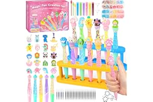MOMOSTAR Kit de Creación de Bolígrafos, Laboratorio de Bolígrafos con 21 Plumas Personalizados, 80 PCS Kit Manualidades Niños, Juego Juguetes Creativo, Regalo Cumpleaños Navidad para Niñas 5 6 7 Años