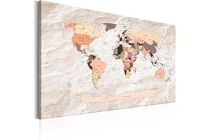 CUADROS B&D XXL murando Cuadro en Lienzo 120x80 cm - Mapa del mundo 1 parte Impresión en Material Tejido no Tejido Impresión Artística Imagen Gráfica Decoracion de Pared k-C-0053-b-b