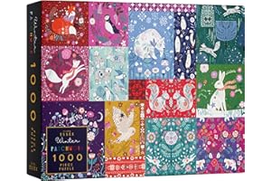 Elena Essex Christmas Puzzle - Winter Patchwork, 1000 piece jigsaw puzzles for adults, jigsaw puzzles for adults 1000, Winter Animal Bird puzzle, Size 70x50cm