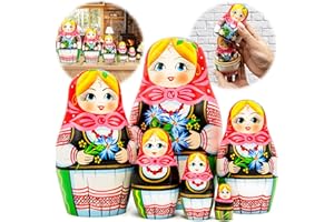 AEVVV Lot de 6 poupées russes gigognes bleuets – Poupée Matriochka en Sarafan biélorusse – Poupées gigognes russes – Poupées Babushka