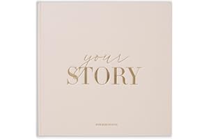 Bibi & Beau Libro de recuerdos para bebé, álbum de recortes y diario de registros, 132 páginas, regalo de baby shower y álbum de fotos para bebés niños y niñas, fotos de 4 x 6 y 5 x 7, color crema