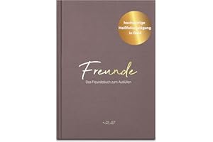 LEAF & GOLD® Freundebuch zum Ausfüllen I Freundebuch für Erwachsene mit edlem Gold-Cover I Freundschaftsbuch mit persönlichen Fragen I Poesiealbum