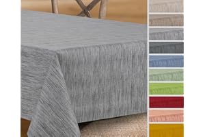 ‎BEAUTEX Wachstuchtischdecke rund oval eckig, Georginias Tischdecke abwischbar, Farbe und Größe wählbar (Eckig 280x140 cm Grau)