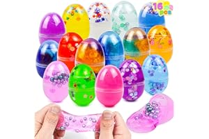JOYIN 16 vorgefüllte Ostereier gefüllt mit Kristall, Galaxie, flauschigem Schleim und Konfetti Zubehör Stressabbau für Ostern Kinder Partygeschenke Zubehör, Ostereiersuche, Osterkörbchenfüller