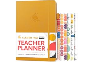 Clever Fox Teacher Planner – School Year Planner with Calendars & Lesson Plans – Teacher Plan Book for Classroom & Homeschool Organization - Undated, 18x25cm, Hardcover (Amber Yellow)
