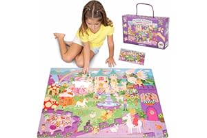 BONNYCO Puzzle Bambini XXL Castello Fantastico 48 Pezzi Grandi. Puzzle Gigante di 92 x 62 cm Giochi per Bambini. Regalo Bambina e Bambino Educativi 2-8 Anni