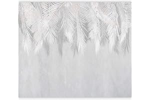 murando Carta da parati Foglie tropicali 400x280 cm Fotomurali in TNT Murale alla moda Decorazione da Muro XXL Poster Gigante Design Carta per pareti Palma bianco grigio b-A-0762-a-a