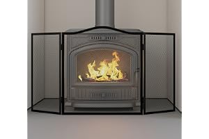 Kingson Extra bred välvd 3-panels brandskärm – svart smidesjärn gnistskydd för öppen spis – vikbart nät brandskydd – 102 x 54