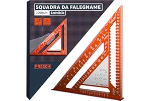 Presch Squadra da falegname 300mm - Superficie di scrittura innovativa - Alluminio fresato ad alta precisione per angoli di 90° permanentemente precisi - Rivestimento resistente realizzato con cura