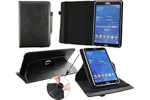Emartbuy® Vodafone Tab Speed 6 4G Tablet 8 Inch Universal (7-8 Inch) Black Premium PU Leather 360 Degree Rotating Stand Folio Wallet Case Cover + Black Stylus