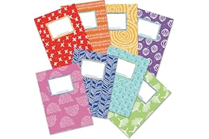 Papierdrachen 8 wysokiej jakości papierowych kopert na zeszyty dla dzieci | DIN A5 | motyw tęczy - ochraniacze na zeszyty idealne do szkoły - okładka na zeszyty 250 g/m² - zestaw numer 11