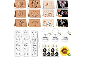 Abitoncc Thank You Teacher Gifts Thank You Teacher Cards and Thank You Teacher Keyrings, Thank You Teacher Bookmarks Gifts Thank You Cards with Envelopes for Teacher Nursery Parents Wedding, Black