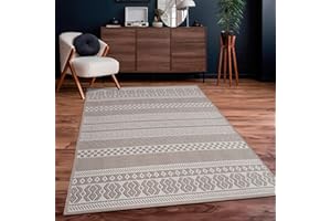 Paco Home Alfombra Exterior Interior Balcón Terraza Cocina Motivo Boho Étnico Moderno, tamaño:80x250 cm, Color:Beige