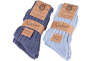 BRUBAKER Chaussettes Tricotées en Alpaga - Lot de 4 Paires - Laine d'Alpaga - Très Épaisses et Chaudes - Unisexe