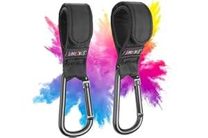 KNECKES - Robustos ganchos para carro de bebé (juego de 2 con una capacidad de carga de 20 kg) | Mosquetón para carro de bebé | Cierre con velcro