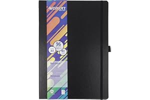 ‎WESTCOTT Westcott Notizbuch DIN A4 kariert | 192 Seiten im edlen Hardcover-Einband | 80 g/m² nachhaltiges FSC-Mix Papier | mit Innentasche, Lesezeichen, Gummizug und Stifthalter | E-1744829 00