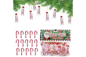 ‎SPETEBO Mini Zuckerstangen Baumanhänger essbar Erdbeer Geschmack - 24 Stück - Candy Cane Weihnachtsbaum Anhänger zum Essen - Christbaum Schmuck Weihnachts Deko Süßigkeiten Bonbon