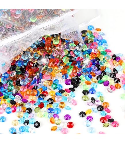 Txuzong 1000 Bunte Kristall-Dekosteine – Kunststoff-Edelsteine, 12 Farben, Glitzernd, Für Vasen, Aquarien, Schmuck, Partydeko, Hochzeit & Kinderbasteln