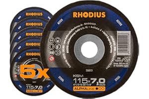 RHODIUS KSM | 5 Stück Ø 115 x 7,0 mm Schruppscheibe Metall | für Winkelschleifer, Stahl, Eisen, Schleifscheibe, Reinigen, Entlacken